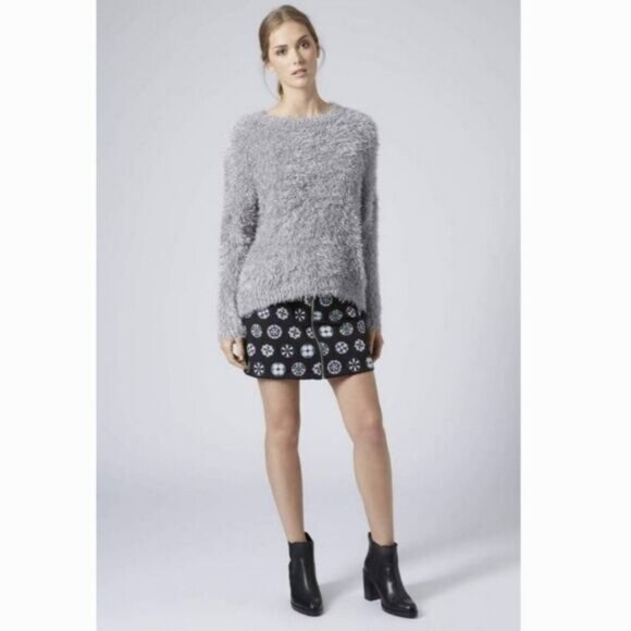 TOPSHOP Cozy Eyelash Fuzzy Crewneck Sweater w/ Sparkle Sz 4 - Picture 8 of 10